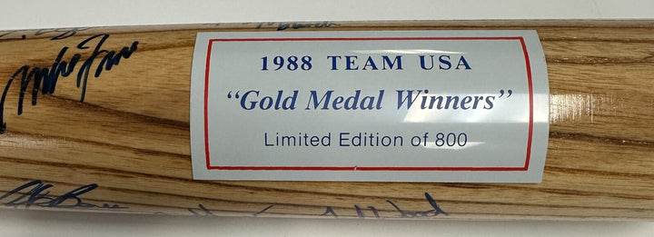 1988 Team USA Baseball Team Autographed Bat Abbott Ventura Nagy Martinez /800
