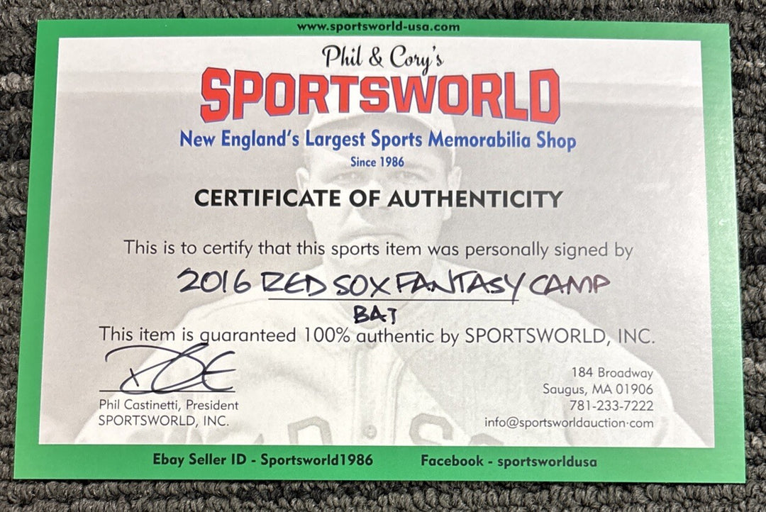 2016 Red Sox Fantasy Camp Signed Baseball Bat Campbell Petrocelli Bell Etc.
