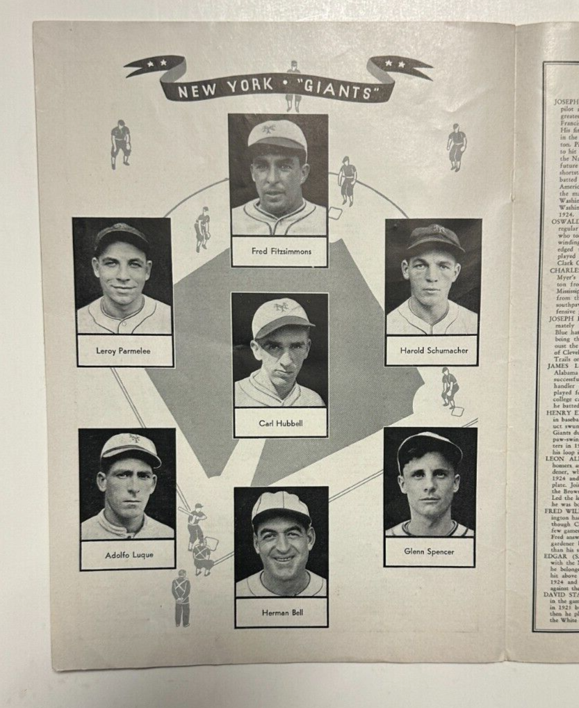 Vintage 1933 World Series Program New York Giants Vs Washington Senators Rare
