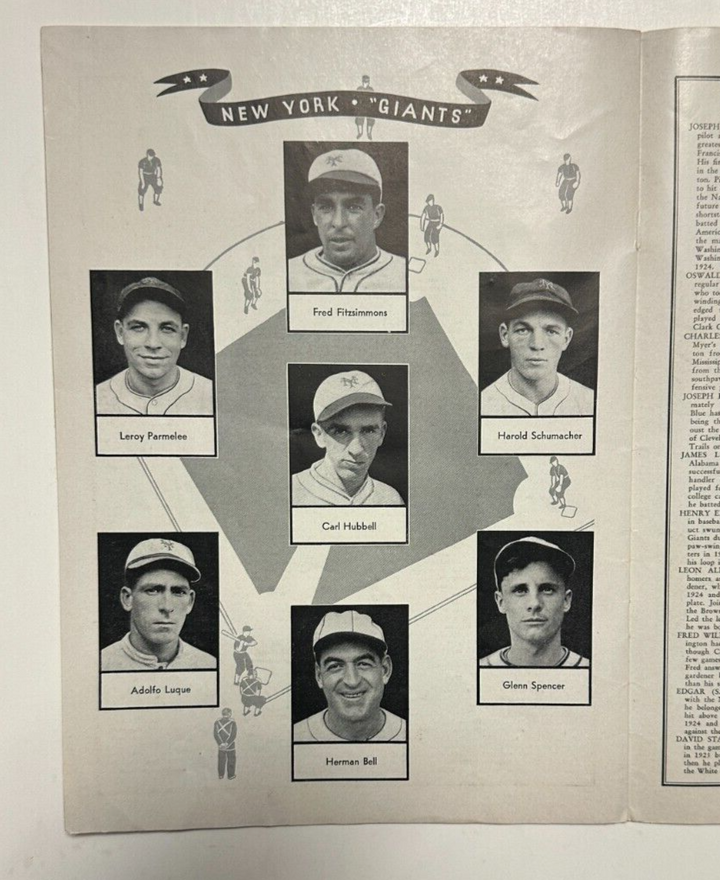 Vintage 1933 World Series Program New York Giants Vs Washington Senators Rare