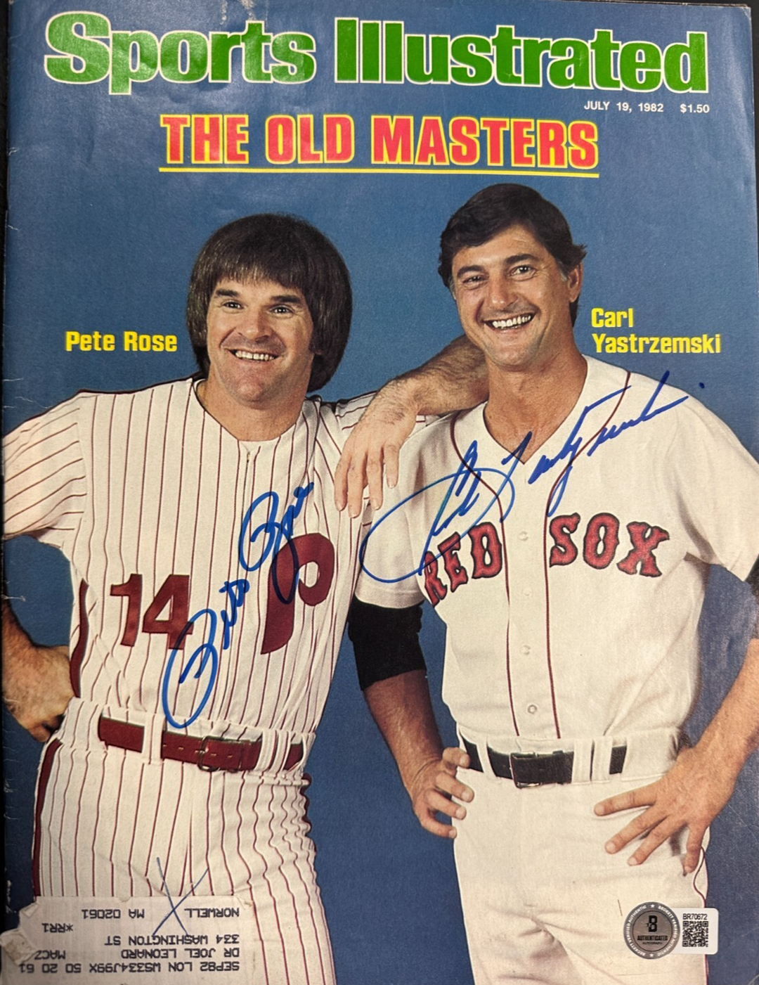 Pete Rose & Carl Yastrzemski Autographed 7/19/1982 Issue Sports Illustrated BAS