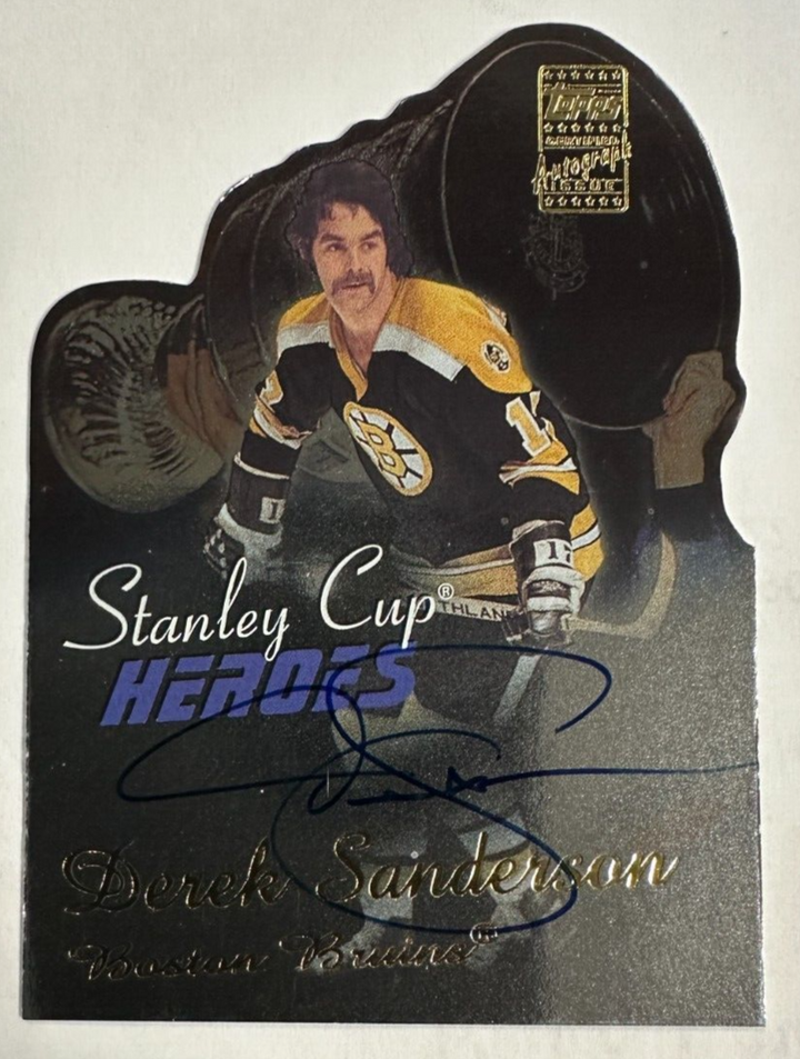 2002-03 Topps Stanley Cup Heroes Derek Sanderson Autographed Die Cut Card Bruins