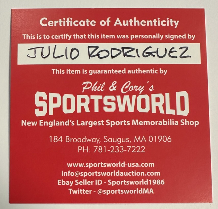 Julio Rodriguez Autographed Official Major League Baseball Mariners