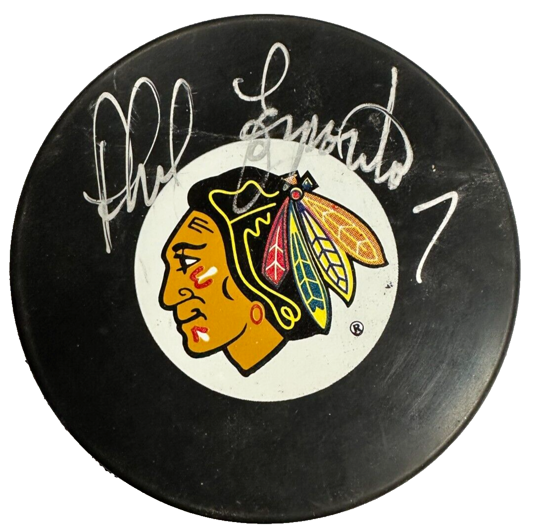 Phil Esposito Autographed Chicago Black Hawks Hockey Puck HOF