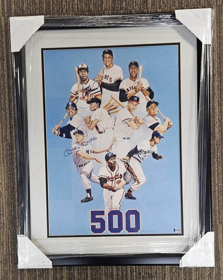 Mickey Mantle & Frank Robinson Autographed 500 Home Run Ron Lewis Lithograph BAS