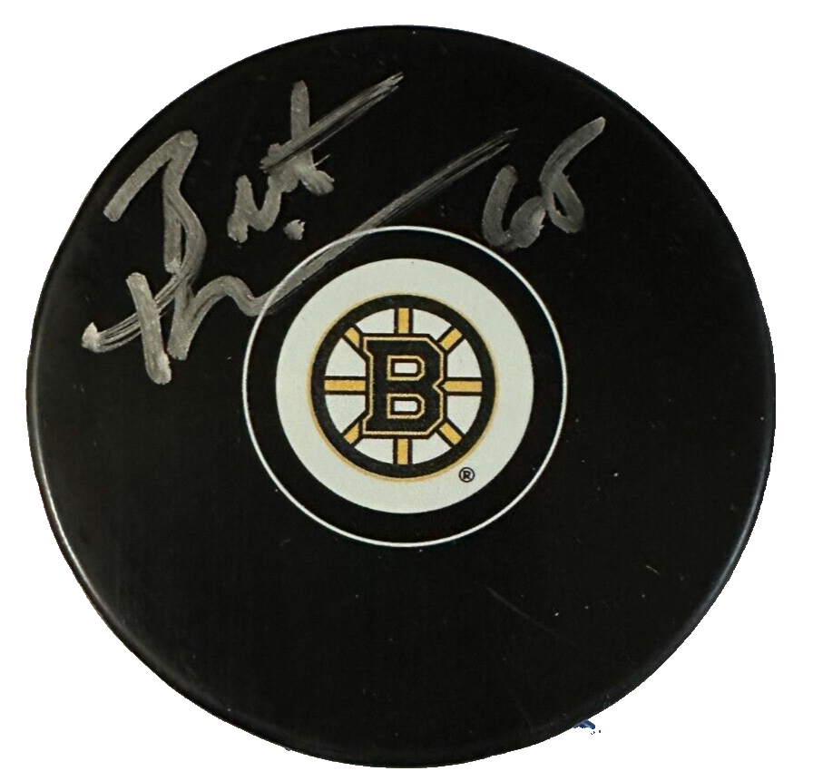 Brett Harkins Autographed Boston Bruins Hockey Puck NHL
