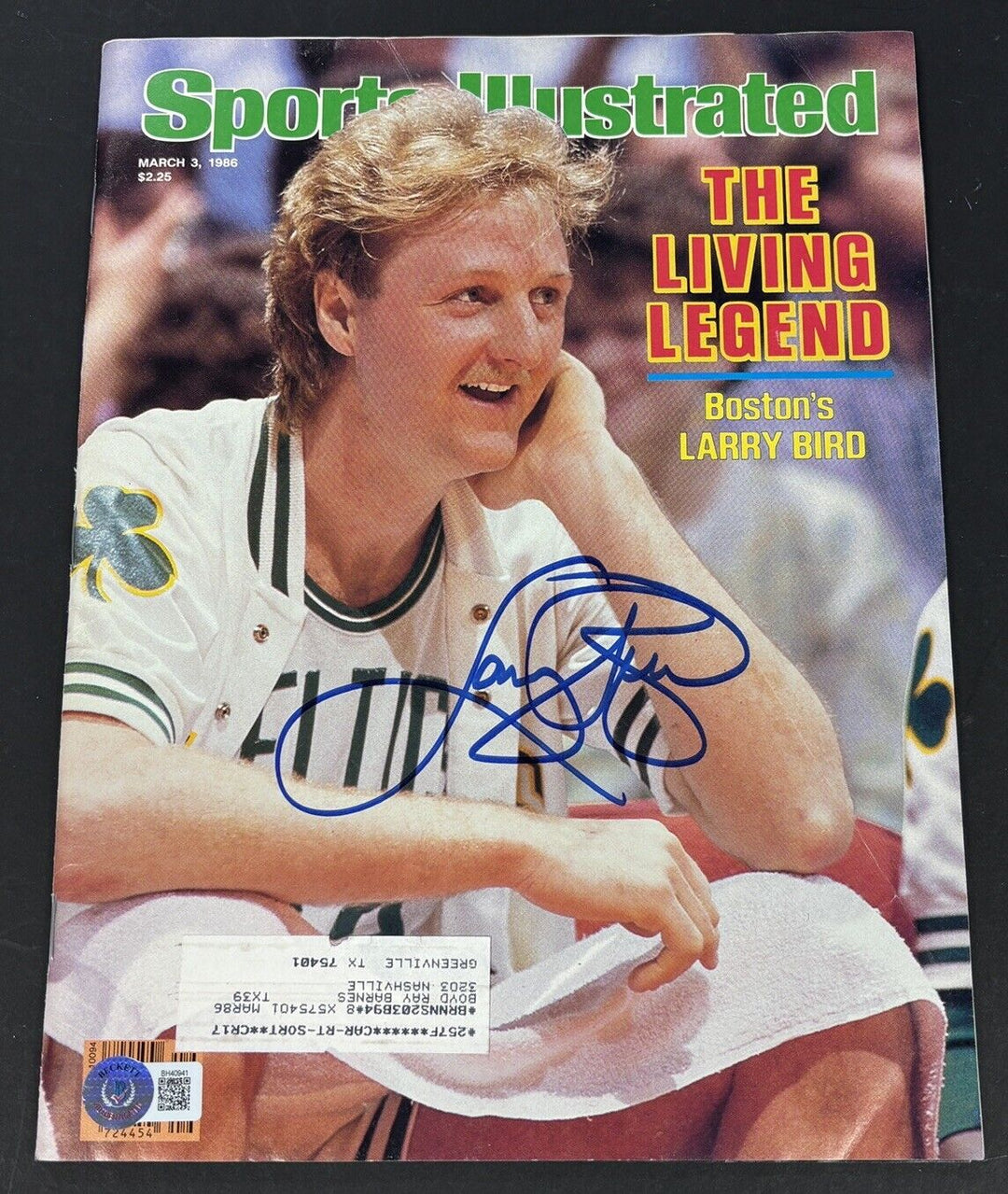 Sports Illustrated 3/3/86 Signed By Larry Bird Beckett Holo Boston Celtics HOF