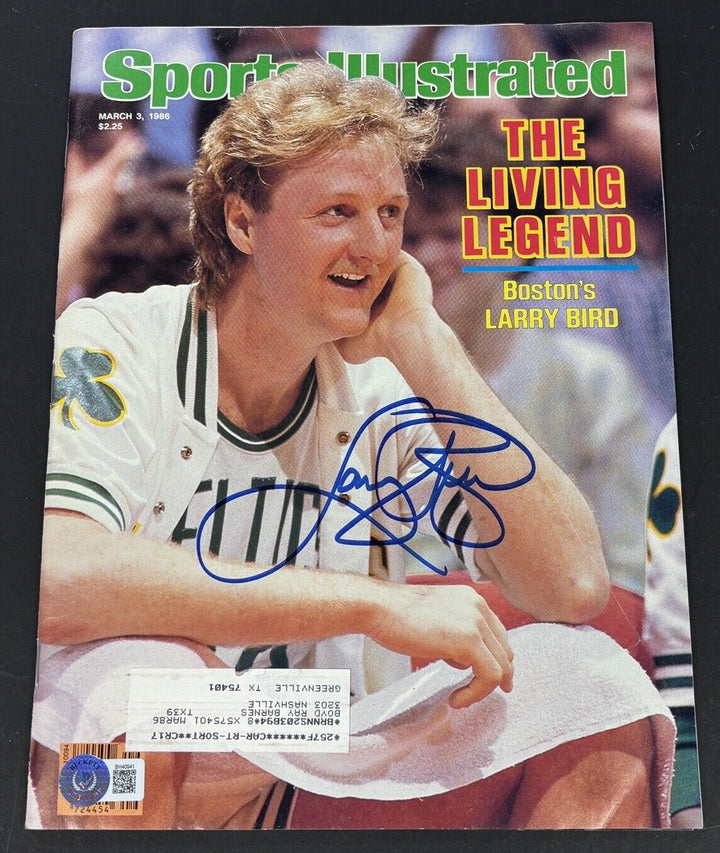Sports Illustrated 3/3/86 Signed By Larry Bird Beckett Holo Boston Celtics HOF