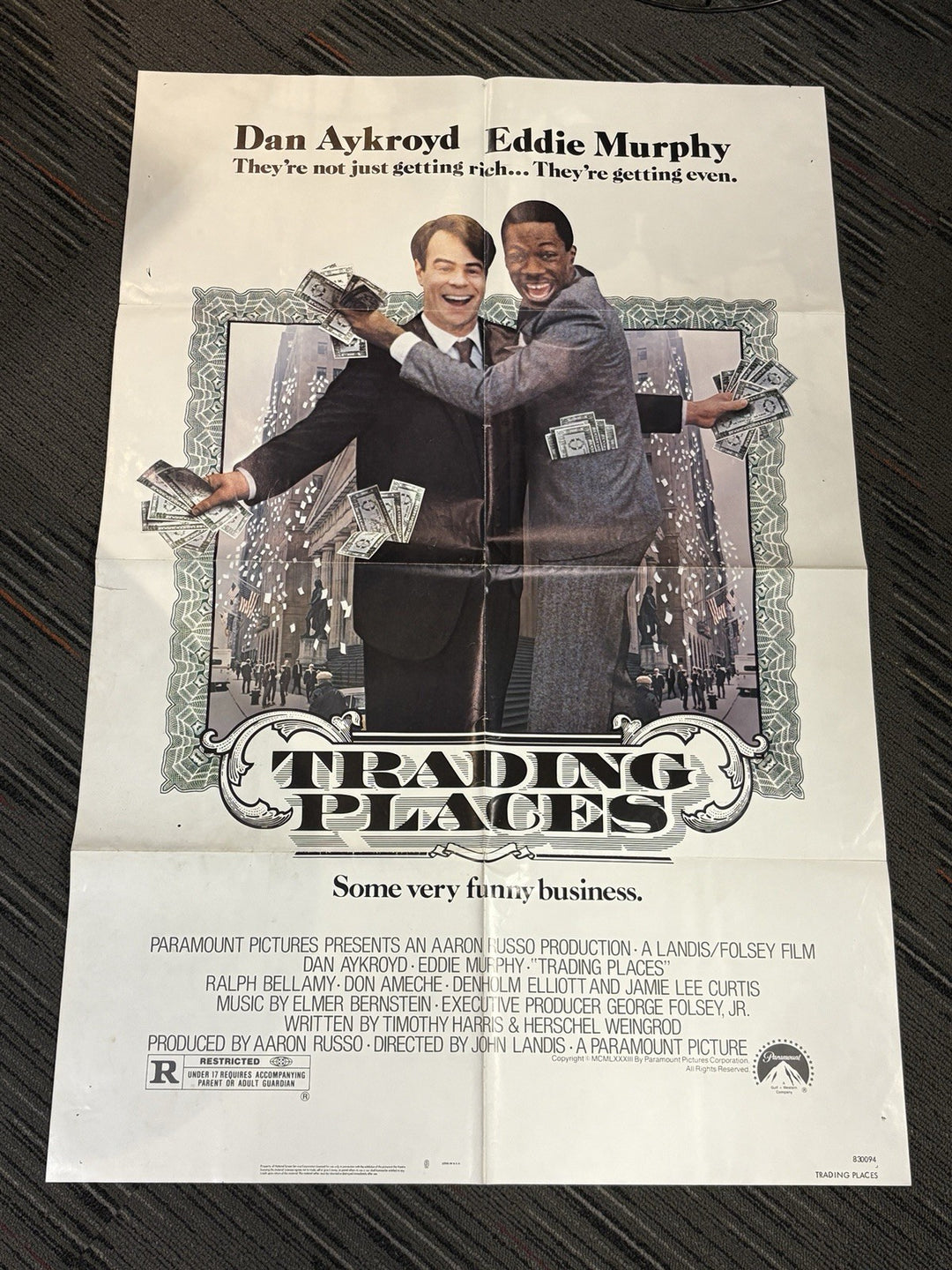Trading Places 27x41 Folded Original Movie Poster 1983 Dan Aykroyd Eddie Murphy