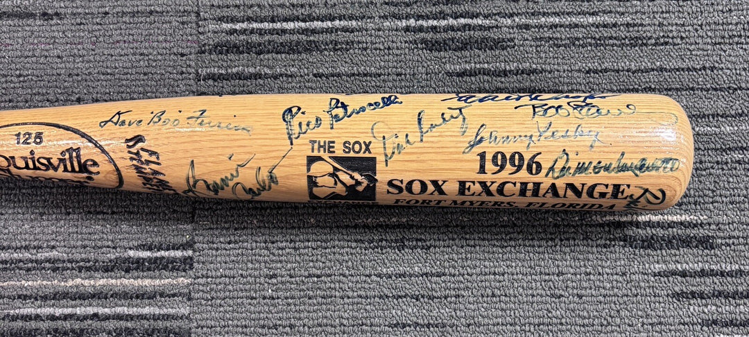 1996 Sox Exchange Fantasy Camp Signed Baseball Bat Rico Petrocelli Pesky Etc.