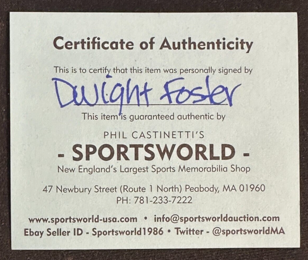 Dwight Foster Autographed Boston Bruins Hockey Puck NHL