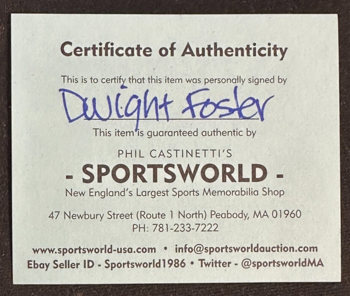 Dwight Foster Autographed Boston Bruins Hockey Puck NHL