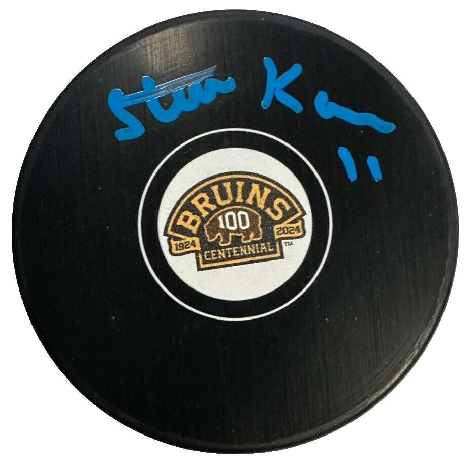 Steve Kasper Autographed Boston Bruins 100th Anniversary Hockey Puck NHL