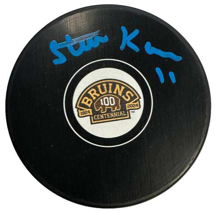 Steve Kasper Autographed Boston Bruins 100th Anniversary Hockey Puck NHL