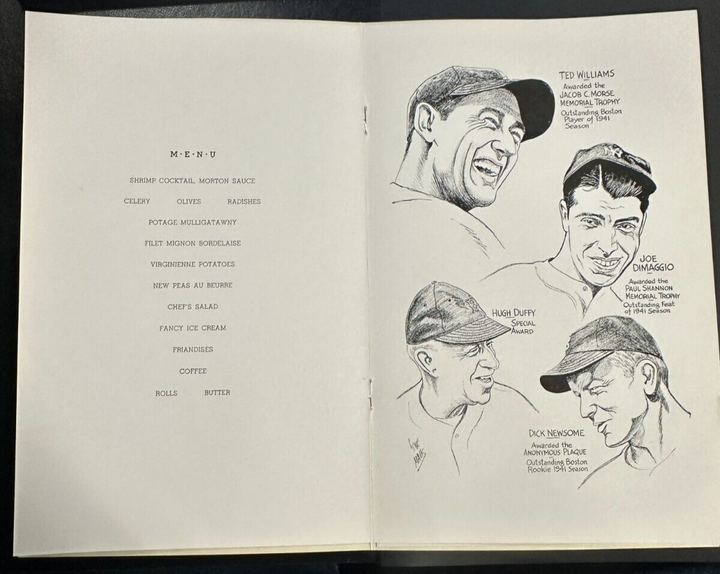 Jan 28, 1942 Sixth Annual Baseball Writers Association of America Dinner Program