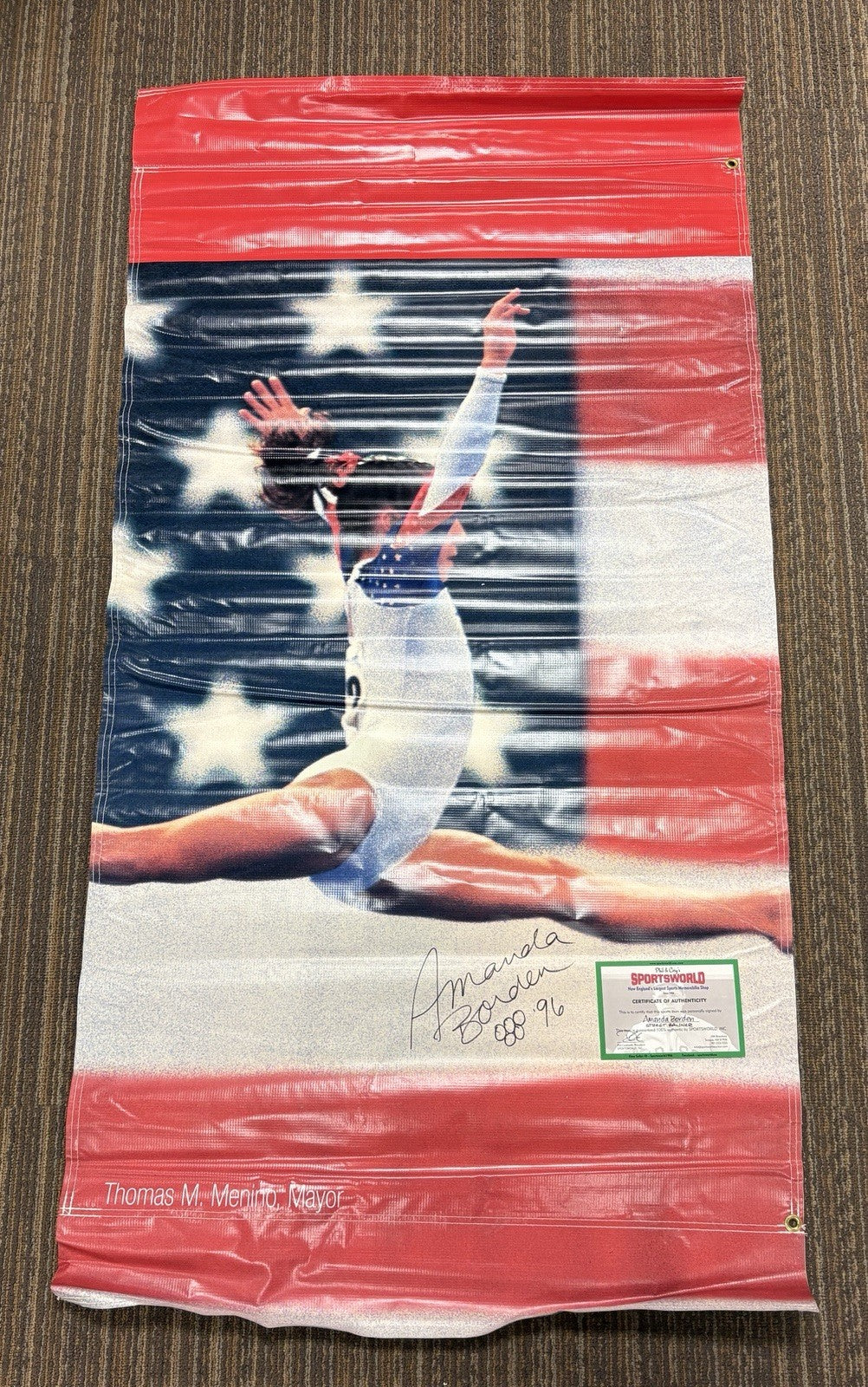 96 Gold Mentalist Amanda Borden Signed 2000 Olympic Trials Street Banner SW COA