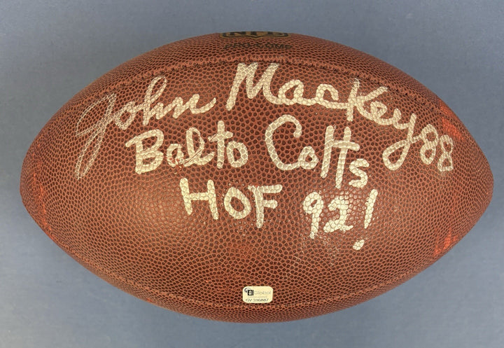 John Mackey HOF Signed Wilson Football Indianapolis Colts Sportsworld COA