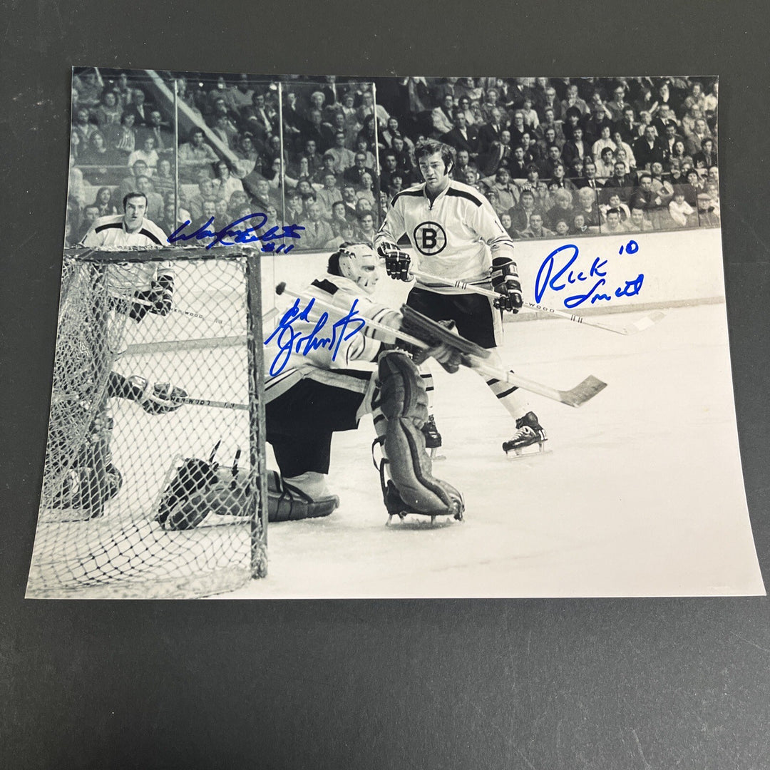Wayne Carleton Ed Johnston Rick Smith Signed 8x10 Boston Bruins Sportsworld