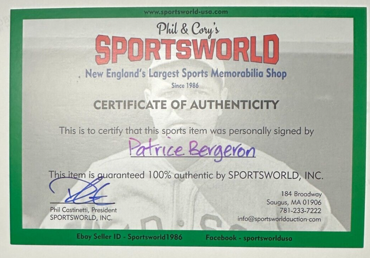 Patrice Bergeron Autographed 8x10 All-Star Game Boston Bruins Photo NHL