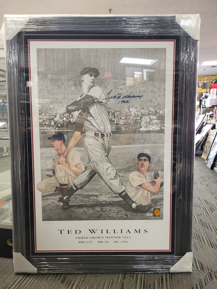 Ted Williams Signed Lithograph 1942 Inscribed PSA DNA Red Sox HOF Triple Crown