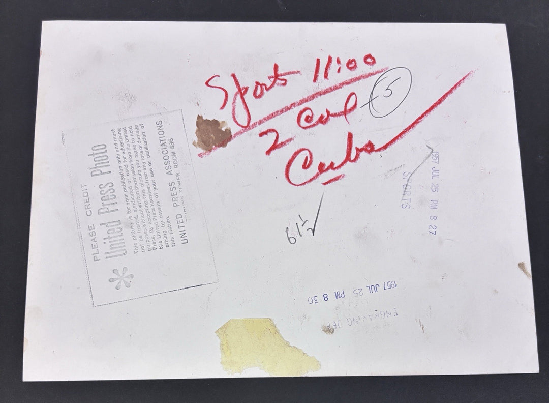 1957 Original 7x9 Newspaper Wire Photo Chicago Cubs