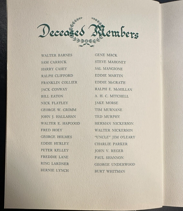 Jan 22, 1958 19th Annual Baseball Writers Association America Dinner Program