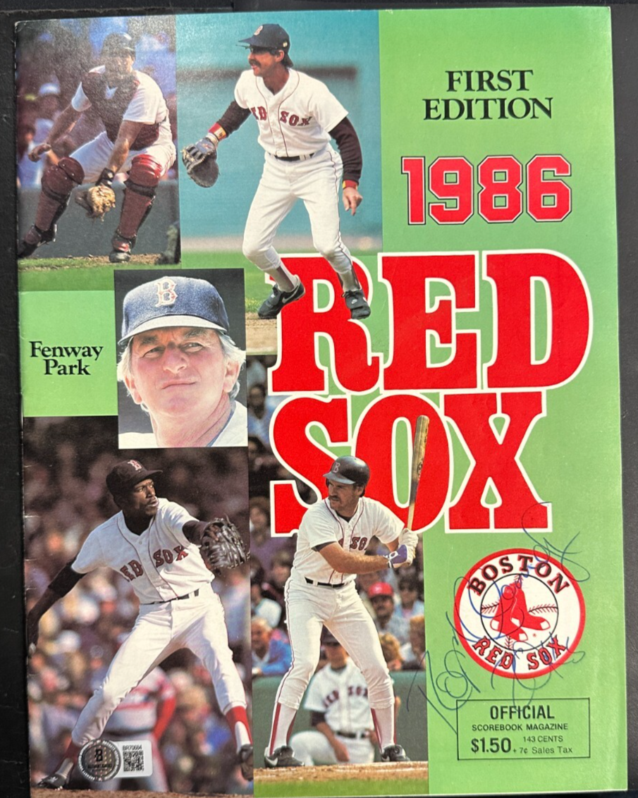 Roger Clemens Autographed 1986 Red Sox 20 Strikeout Game Program W/20K Ins BAS