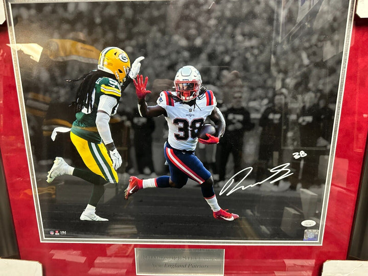 Rhamondre Stevenson Autographed Framed 16x20 Photo New England Patriots JSA