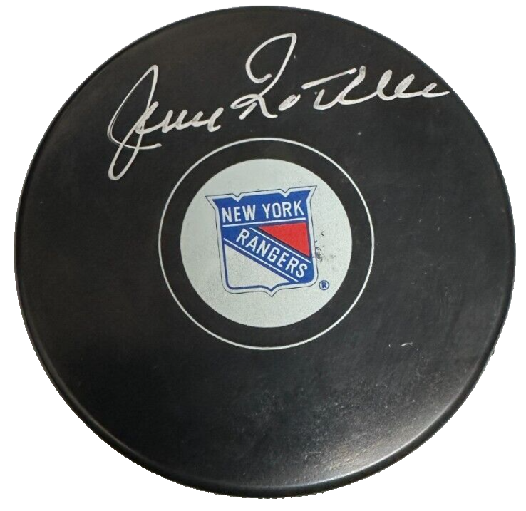 Jean Ratelle Autographed New York Rangers Hockey Game Puck BAS