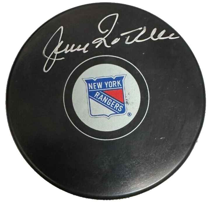 Jean Ratelle Autographed New York Rangers Hockey Game Puck BAS