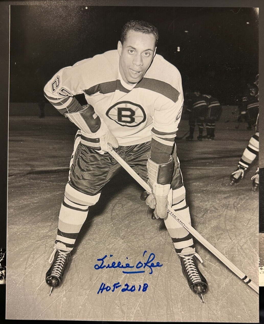 Willie O’Ree Autographed Boston Bruins 8x10 Photo W/ HOF 2018
