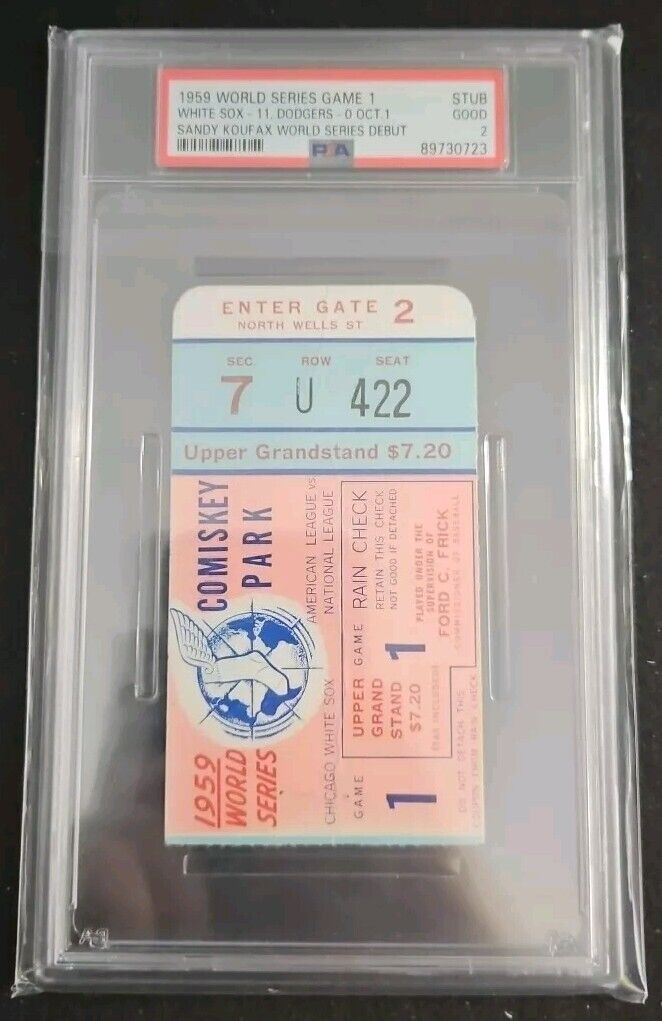 1959 World Series Game 1 Ticket Stub PSA 2 Sandy Koufax World Series Debut