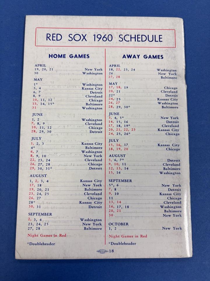 Boston Red Sox 1960 Media Guide Ted Williams Final Season