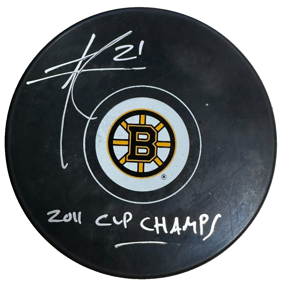 Andrew Ference Autographed Boston Bruins Hockey Puck W/ 2011 Cup Champs JSA
