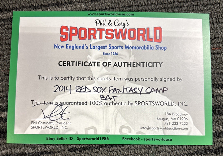 2014 Red Sox Fantasy Camp Signed Baseball Bat Campbell Petrocelli Tiant Etc.