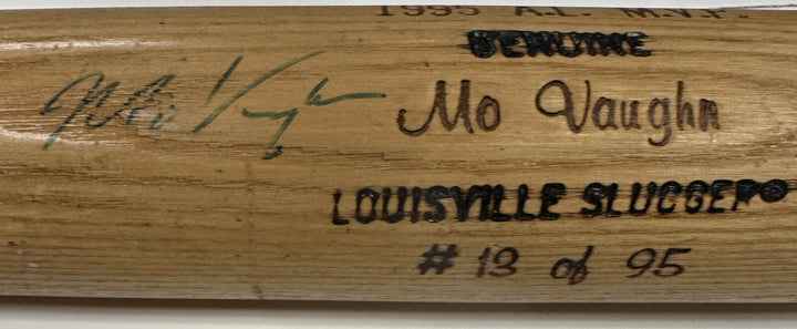 Mo Vaughn Autographed 1995 AL MVP Commemorative Bat 13/95 Red Sox