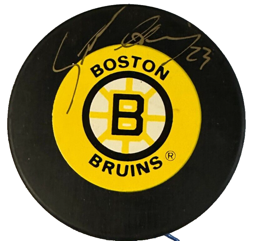 Steve Heinze Autographed Boston Bruins Hockey Puck NHL