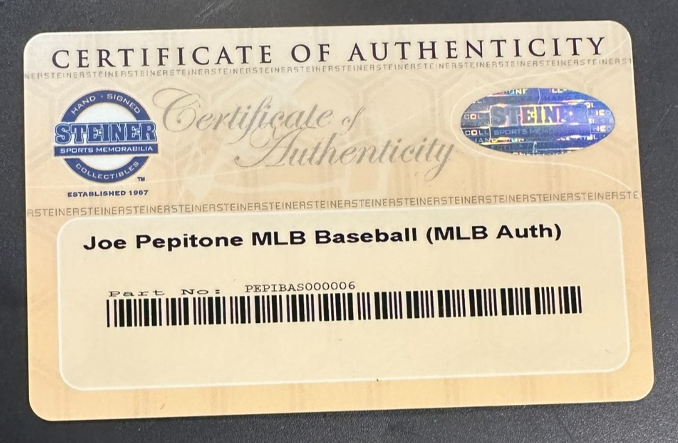Joe Pepitone Autographed Official Major League Baseball Yankees Steiner