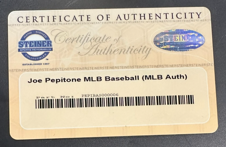 Joe Pepitone Autographed Official Major League Baseball Yankees Steiner