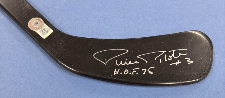 Pierre Pilote HOF 75 Signed Mini Stick Beckett Chicago Blackhawks
