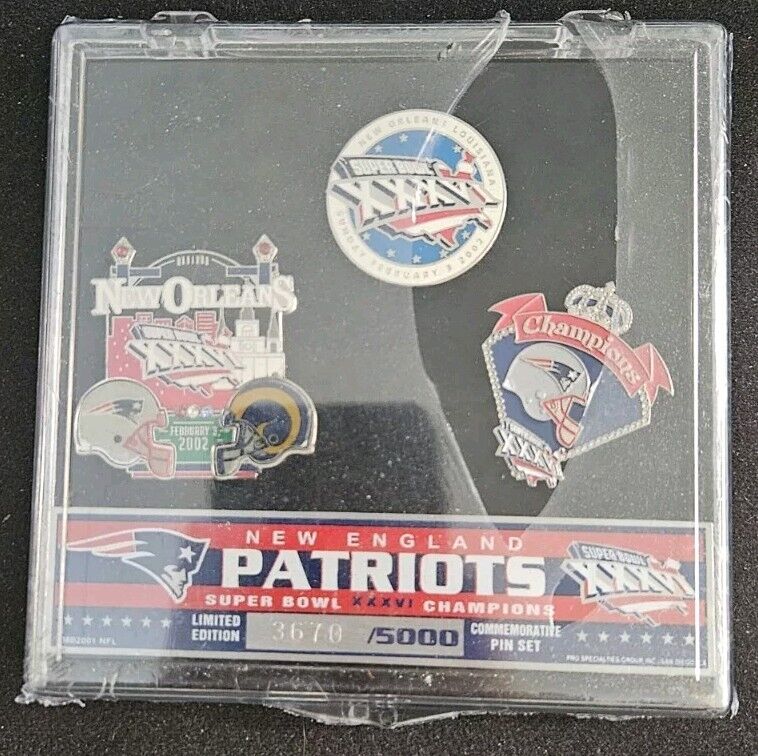 Limited Edition New England Patriots Superbowl XXXVI Champions Pin Set /5000