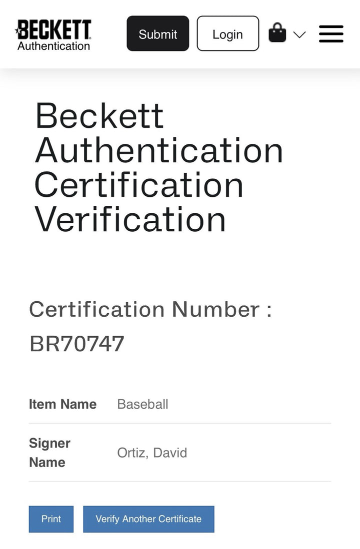 David Ortiz Autographed Official 2007 World Series Logo Baseball Red Sox BAS