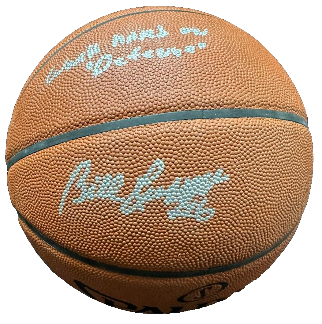 Bill Russell Signed Official NBA Basketball W/ Work Hard on Defense Insc BAS JSA