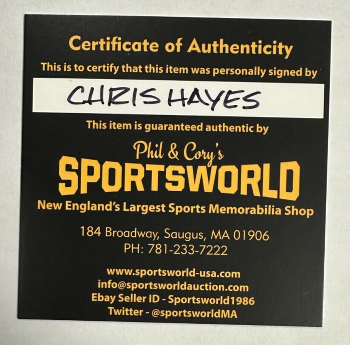 Chris Hayes Autographed Boston Bruins Hockey Puck NHL