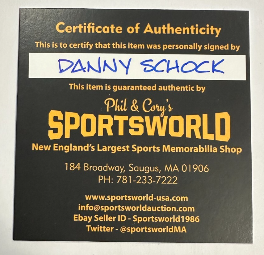 Danny Schock Autographed Boston Bruins Hockey Puck NHL