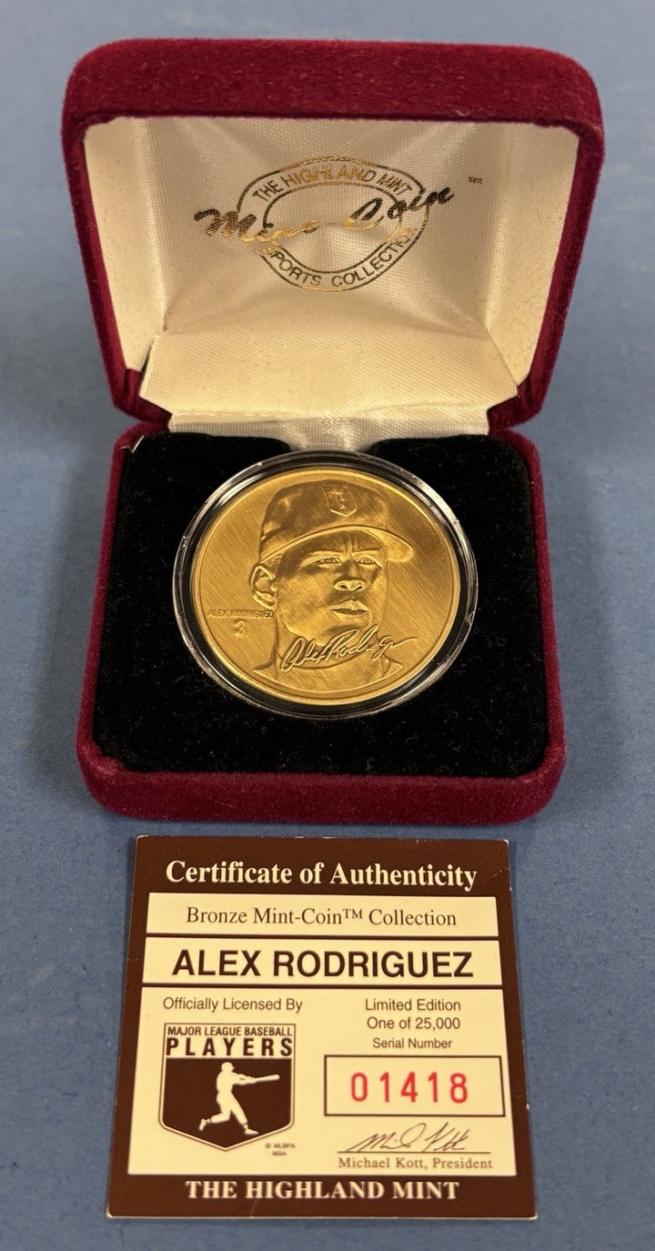Highland Mint Alex Rodriguez New York Yankees Commemorative Bronze Medallion