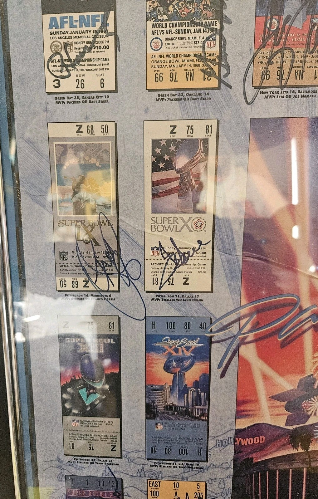 Superbowl XXVII Autographed Poster W/34 Signatures Namath Marino Ditka Shula JSA