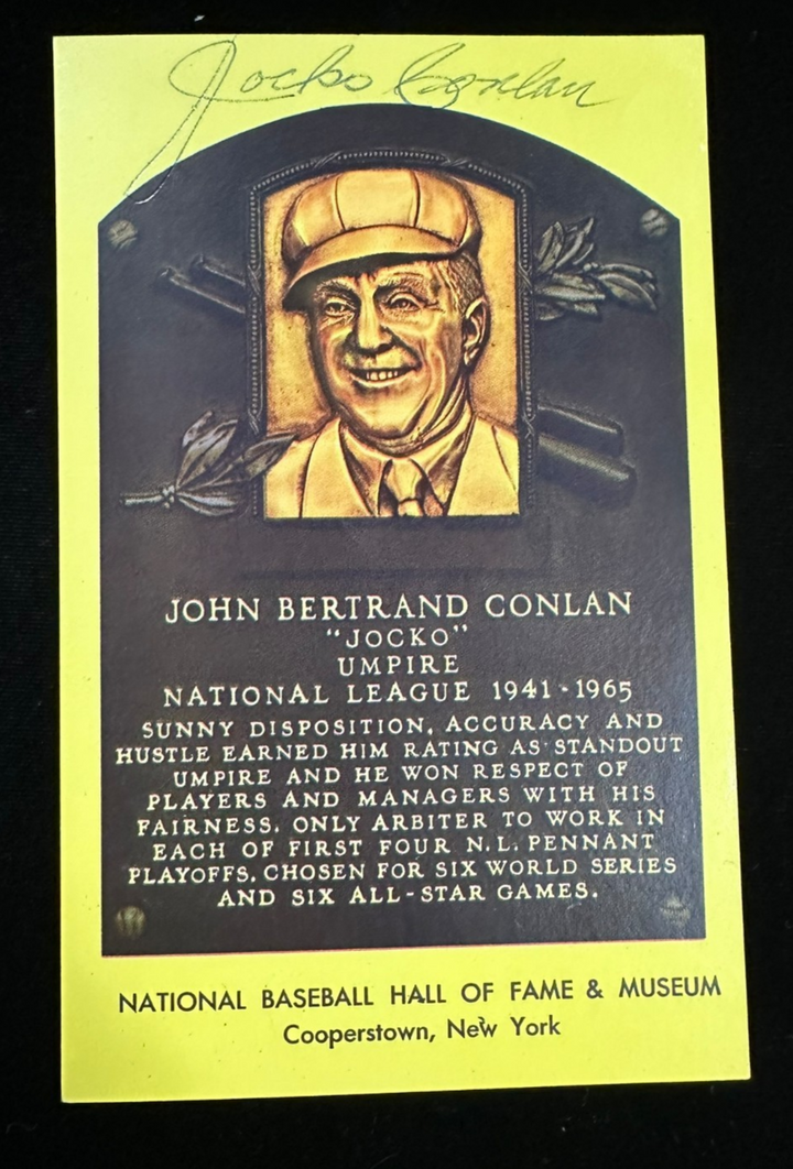 Jocko Conlan Autographed MLB Hall Of Fame Postcard MLB Umpire