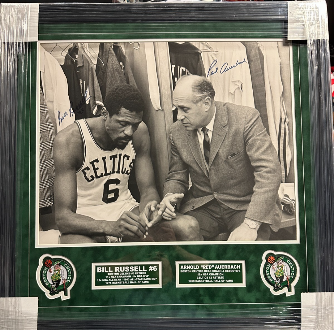 Red Auerbach & Bill Russell Autographed 16x20 Photo Framed BAS Celtics