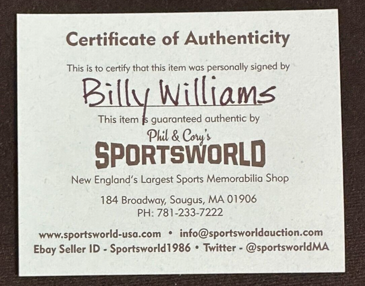 Billy Willliams Autographed Official Major League Baseball W/ HOF 87 Cubs